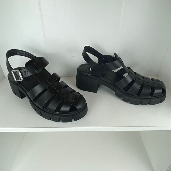 Madden NYC Fisherman Lug Sole Platform Sandals 9.5 Black - Picture 1 of 9